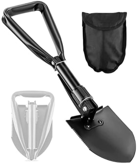 Pala Militar Plegable de Acero al Carbono - 47 cm - Herramienta Multiusos para Coche, Senderismo y Jardinería