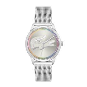 Lacoste Reloj Analógico de Cuarzo para Mujer Colección LADYCROC con Correa de Malla de Acero Inoxidable Plateada - 2001259