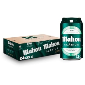 Mahou Clásica Pack 24 Latas x 33cl - Cerveza Lager Dorada, Refrescante y con Espuma Consistente | 4.8% Vol.