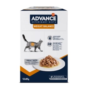 Advance Veterinary Diets Weight Balance - Comida Húmeda para Gatos (Multipack 12 bolsitas de 85g)