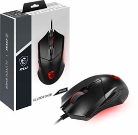 MSI Clutch GM08 – Ratón Gaming Óptico 4200 dpi, Ajuste de Peso, RGB Rojo y 6 Botones Programables