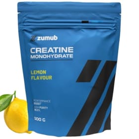 Zumub Creatina Monohidratada Micronizada en Polvo 500g - Pureza 99,5% - 141 Dosis - Sabor Limón - Aumenta Fuerza y Rendimiento