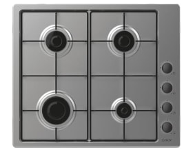Candy CHW6LBX/4U2 - Placa de Gas de 4 Fuegos, 60 cm, 7,2 kW, Inox, Adaptable a Gas Natural y Butano