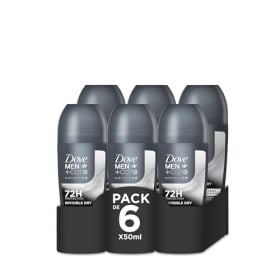 Dove Men +Care Advanced Desodorante Roll-On Invisible Dry Protección 72h Antitranspirante - Pack 6 x 50 ml