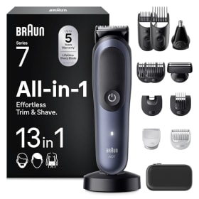 Braun Recortadora Todo en Uno Series 7 AIO7565, Azul - Kit de Styling 13en1 para Barba, Pelo, Orejas, Nariz y Cuerpo