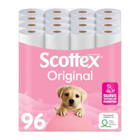 Scottex Original Papel Higiénico - 96 Rollos (6 Packs de 16 Rollos) - 2 Capas para Suavidad y Resistencia