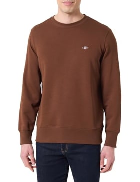 GANT Sudadera REG Shield con Cuello en C, Caoba, S - Amazon.es