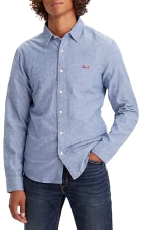 Levi's Long-Sleeve Battery Housemark Slim Camisa, Navy Peony, M Hombre