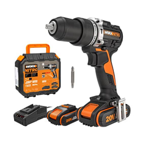 WORX Taladro Percutor a Batería 20V Máx WX352 - Motor Sin Escobillas, 2 Baterías 2Ah, Power Share, Maletín Incluido