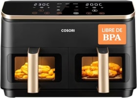 Cosori Air Fryer Grande 8,5 Litros - Freidora de Aire con Doble Cesta y Ventana - Airfryer Multifunción 10 en 1 - Alta Potencia y Eficiencia - Bajo Ruido - Fácil de Limpiar