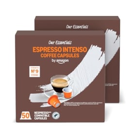 by Amazon Espresso Intenso Cápsulas de Café Compatibles con Nespresso - Tueste Oscuro - 50 Unidades (2 Paquetes) - Certificado Rainforest Alliance