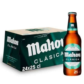 Mahou Clásica - Pack 24 Botellas x 25cl | Cerveza Lager Dorada | 4.8% Vol. | Sabor Suave | El embalaje puede variar