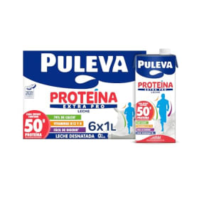 Puleva Proteína Extra Pro Pack 6 x 1L - Proteína Láctea con Alto Contenido de Proteínas - Ideal para Dietas Fitness y Deporte - Sin Lactosa - Apto para Veganos