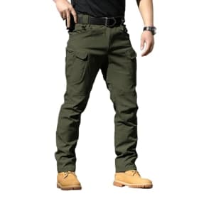 Pantalones Cargo Hombre Militares Multibolsillos Verde
