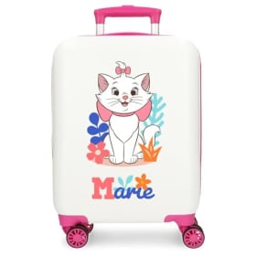 Joumma Disney Marie In White - Maleta de Cabina Rígida 33x50x20 cm, Blanco, 28.4L, 2 kg, 4 Ruedas Dobles, Cierre de Combinación