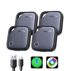 UGREEN FineTrack Duo - Soporte iOS Find My / Android Find Hub - Smart Finder - Carga USB C - Localizador Bluetooth - SmartTag - Tracker - Para Llaves, Equipaje, Cartera, Bicicleta, Mochila, Bolso (4 Piezas)