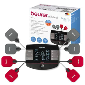 Beurer EM 89 - Electroestimulador TENS/EMS con Termoterapia, 4 Canales y 8 Electrodos