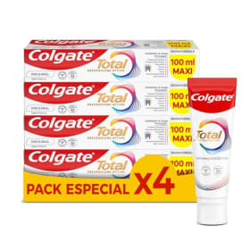 Colgate Total Prevención Activa - Pasta de Dientes Pack 4 x 100ml | Protección Multibeneficio para Encías, Placa, Sarro y Más