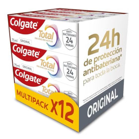 Colgate Total Prevención Activa Original - Pack 12 x 75ml | Protección Antibacteriana 24h | Tecnología Patentada