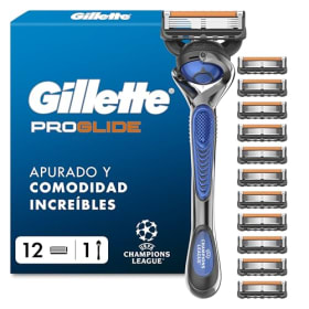 Gillette Proglide UEFA Champions League Special Edition - Maquinilla de Afeitar para Hombre con 1 Mango + 12 Recambios (Doble Lubricación y Banda Lubricante)