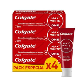 Colgate Max White One - Pasta de Dientes Blanqueadora (Pack 4 x 75ml) | 1 Tono Más Blanco en 1 Semana | Elimina Manchas Superficiales