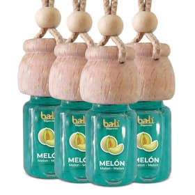 Bali Fragancias Pack de 4 Ambientadores de Coche MELÓN 6 ml - 0% Alcohol - Elimina Malos Olores en tu Vehículo