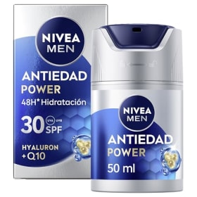 NIVEA MEN Hyaluron Crema Hidratante Antiedad FP30 50 ml - Hidratación 48h y Antiarrugas con Ácido Hialurónico y Coenzima Q10