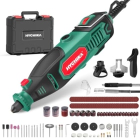 HYCHIKA Herramienta Rotativa 150W con Afilador de Motosierra - 7 Velocidades 10.000-33.000 RPM - 167 Accesorios para Lijar, Pulir, Cortar, Taladrar y Grabar