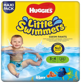 Huggies Little Swimmers Pañales Bañadores para Bebé Talla 3-4 (20 uds) - Protección Anti-Escapes en el Agua