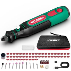 HYCHIKA 3,6V Mini Amoladora Eléctrica Bateria – 77 Accesorios Multifunción para Taladrar, Lijar, Pulir y Grabar – Mini Taladro con Velocidad Ajustable y Carga Tipo-C – Ideal para DIY y Proyectos Creativos