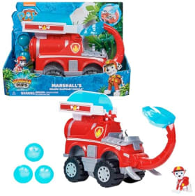Paw Patrol Patrulla Canina - Jungle Pups: Coche de Elefante Deluxe con Lanzador de Proyectiles y Figura Marshall - Juguetes Niños 3 Años + - Regalo Niño 3 Años +