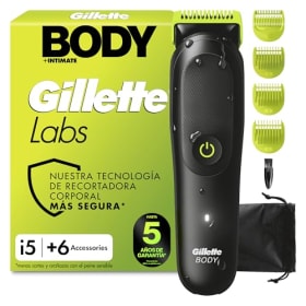 GilletteLabs i5 Body + Intimate - Afeitadora Corporal con 4 Peines, Impermeable y Recargable para Hombre