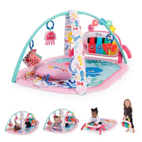 Baby Einstein - Gimnasio Bebé Ocean Explorers 4-en-1: Alfombra de Juegos con Kick Piano, Música, Descubrimiento de Idiomas y Juguetes Sensoriales (Rosa)