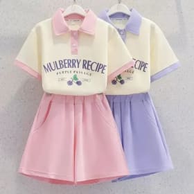Conjuntos de Ropa para Adolescentes, Verano 2026, Conjuntos de Dos Piezas de Camiseta de Manga Corta y Pantalones Cortos para Niñas, Ropa Casual Escolar para Niños