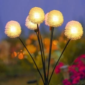 Luces Solares de Peluche para Decoración de Patio Exterior, Decoración de Jardín, Luces de Diente de León para Montar en el Suelo