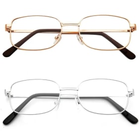 Gafas de Lectura Cuadradas con Marco Metálico para Hombre y Mujer, Gafas de Presbicia de Alta Definición Anti-Fatiga, Dioptrías de +1.0 a +4.0
