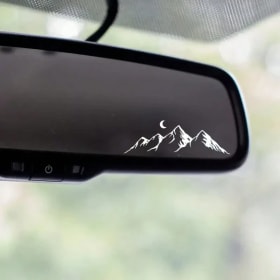 Pegatinas personalizadas para coche con montañas, ríos y lunas brillantes, calcomanías para ventana de coche con paisajes naturales, decoración para espejo retrovisor de coche