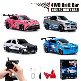 Coche RC de Derrape de Alta Velocidad 1/64 con Luz, 2.4G 4WD, Control Remoto, Mini Coches de Carreras de Escritorio, Modelos de Coches a Escala Completa, Regalos