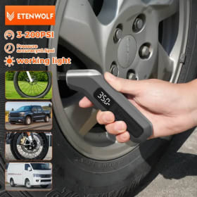 Manómetro ETENWOLF T300 de 200 PSI con pantalla LED brillante, manómetro digital para neumáticos de coches, motocicletas, bicicletas y balones (sin batería)