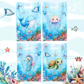 Bolsas de Regalo con Animales Marinos Variados (10/20/50 Piezas), Bolsas de Plástico con Diseño de Animales del Mar, Artículos para Fiestas de Cumpleaños con Temática Oceánica