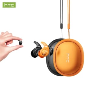 Auriculares Bluetooth HTC NE76, Audífonos con Traductor IA, Mini Audífonos Invisibles para Dormir, Auriculares Inalámbricos Suaves, Color Naranja