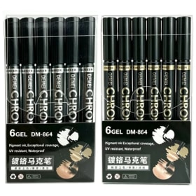 Juego de 1-12 Rotuladores de Espejo Cromados, Tinta Impermeable de 2.0 mm, Rotulador de Pintura Reflectante para Bricolaje, Rotulador Dorado y Plateado para Modelismo, Pintura Artística