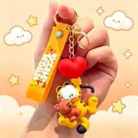 Llavero de peluche de Garfield, diseño de dibujos animados, lindo y divertido, kawaii, para niños y niñas, pareja, accesorio para mochila, venta al por mayor