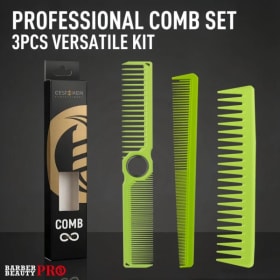 Juego de 3 Peines Profesionales para Barbería con Rodamiento Giratorio - Peine de Dientes Anchos y Finos, Kit de Peines Cónicos para Salón y Hogar