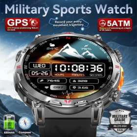Nuevo Reloj Inteligente Deportivo GPS para Exteriores con Resistencia al Agua 5ATM, Brújula, Altímetro, Pantalla AMOLED de 1.56'', Monitor de Ritmo Cardíaco, Llamadas Bluetooth