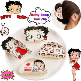 Pinza para el pelo Betty Boop con estampado de muñeca alienígena de dibujos animados, de alto valor cromático, creativa, fresca y dulce, para la parte trasera de la cabeza, estilo 'corazón de niña'