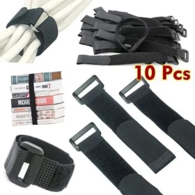 10 unidades de bridas de nailon autoadhesivas reutilizables de 20*200 mm, sujetacables