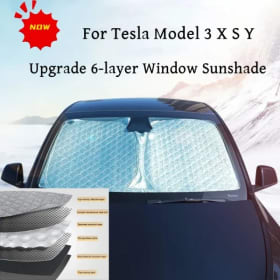 Parasol para Parabrisas Delantero de Tesla Model 3, 6 Capas, Mejorado, para Modelos Y, S y X, Bloqueador Solar Automático, Protector Térmico para el Verano