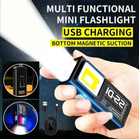 Mini linterna LED COB recargable por USB C, potente luz de trabajo con clip magnético, impermeable, EDC, para acampar, caminar, lámpara de bolsillo