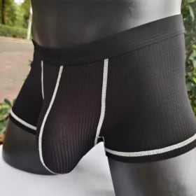 Calzoncillos bóxer de diseño de bolsa grande para hombre, absorbentes del sudor, delgados, transpirables, con diseño en U convexo y de cuatro esquinas
